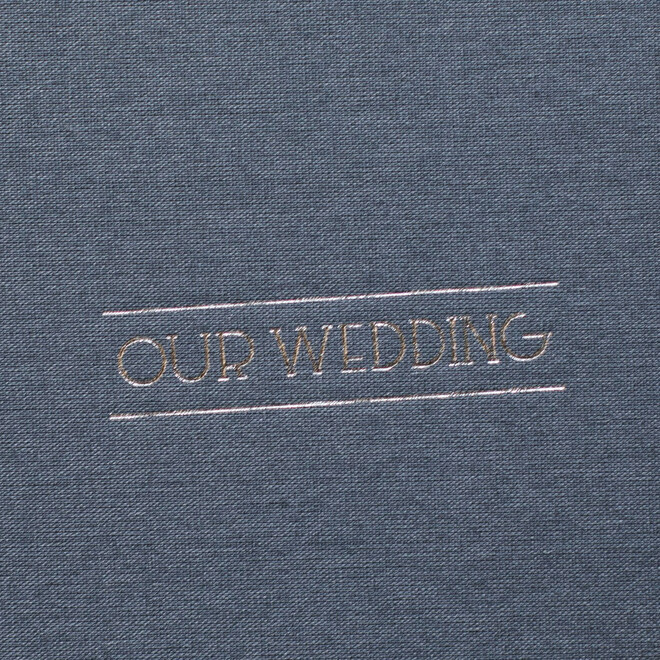 Тёмно-серый лён с тиснением "Our wedding"